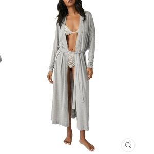 Free People Essential Cardi Lounge Robe Sleepwear Grey Heather S